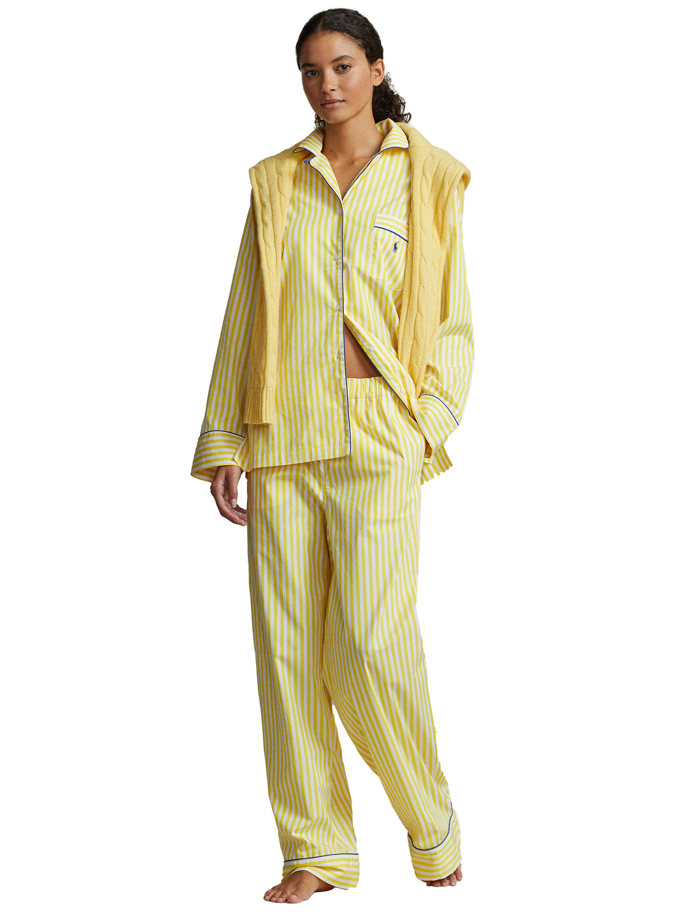 Polo Ralph Lauren Pajama Madison PJ Set Shirting Stripes in Yellow ABOUT YOU