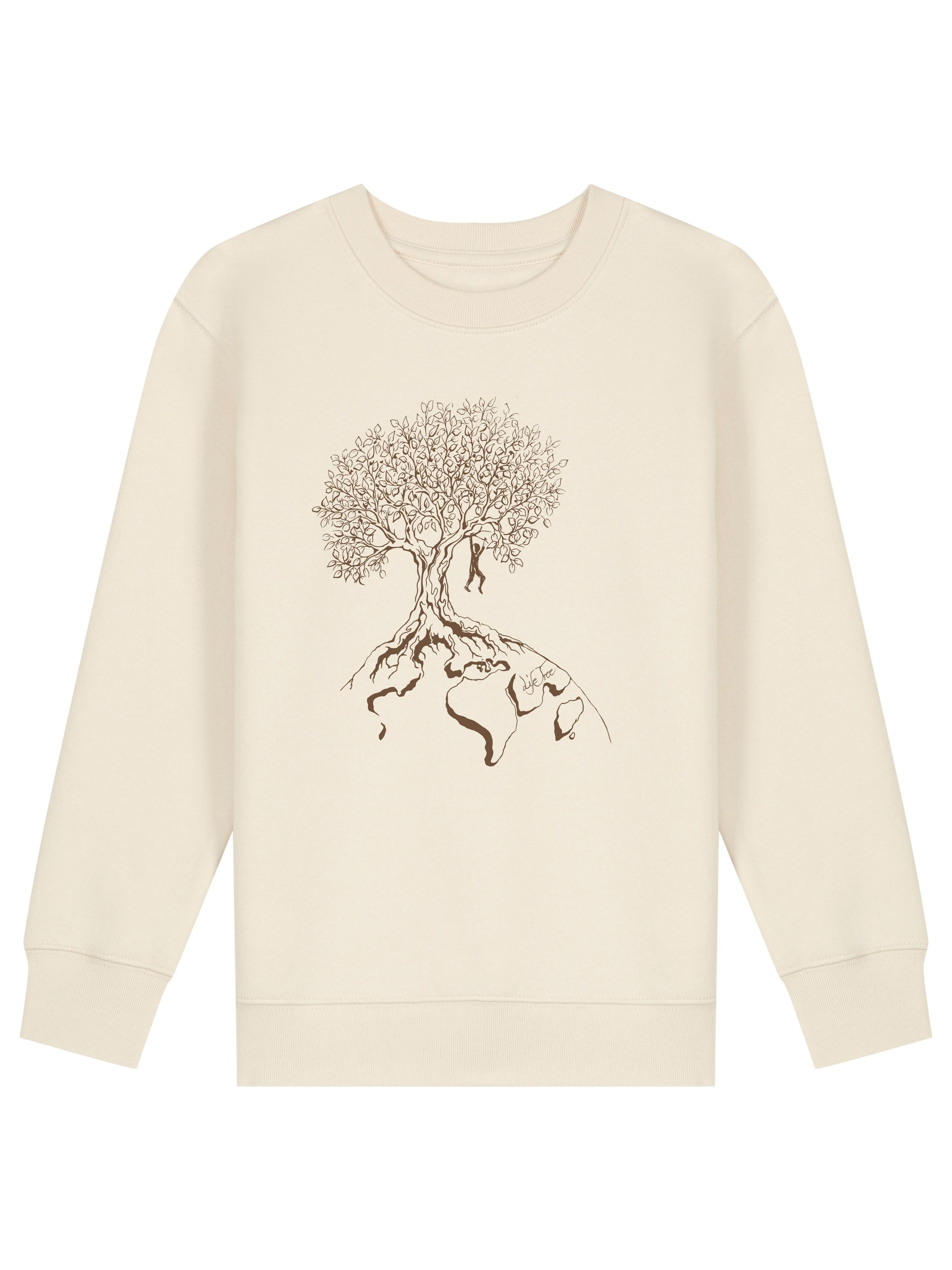 Life-Tree Sweatshirt 'Organic Fairwear Sweater Kids Unisex Hanging On'‌‌‌‌‌‌ in Weiß: Vorderseite