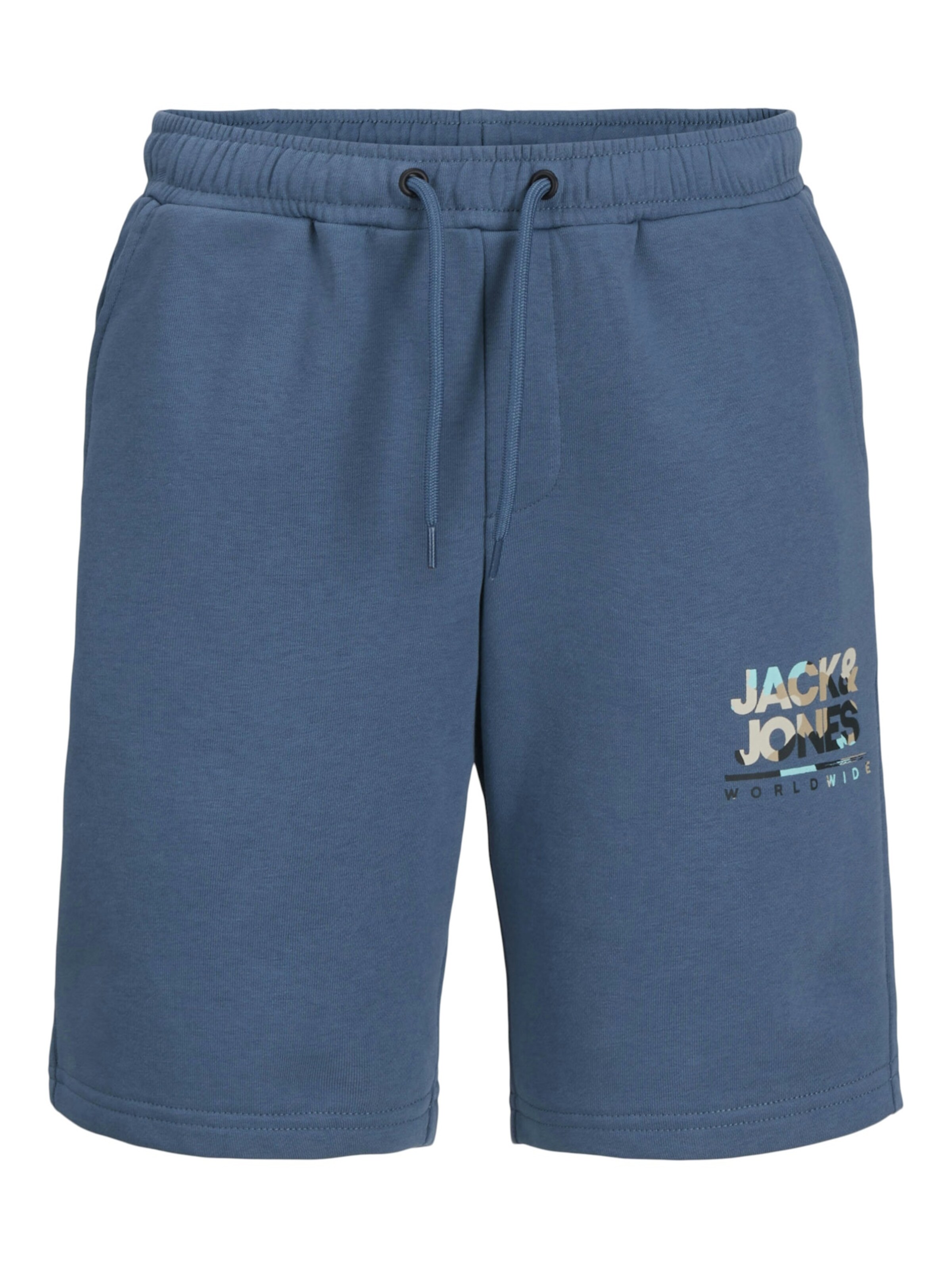 Coupe slim Pantalon de sport 'Luke' Jack & Jones Junior en bleu : devant