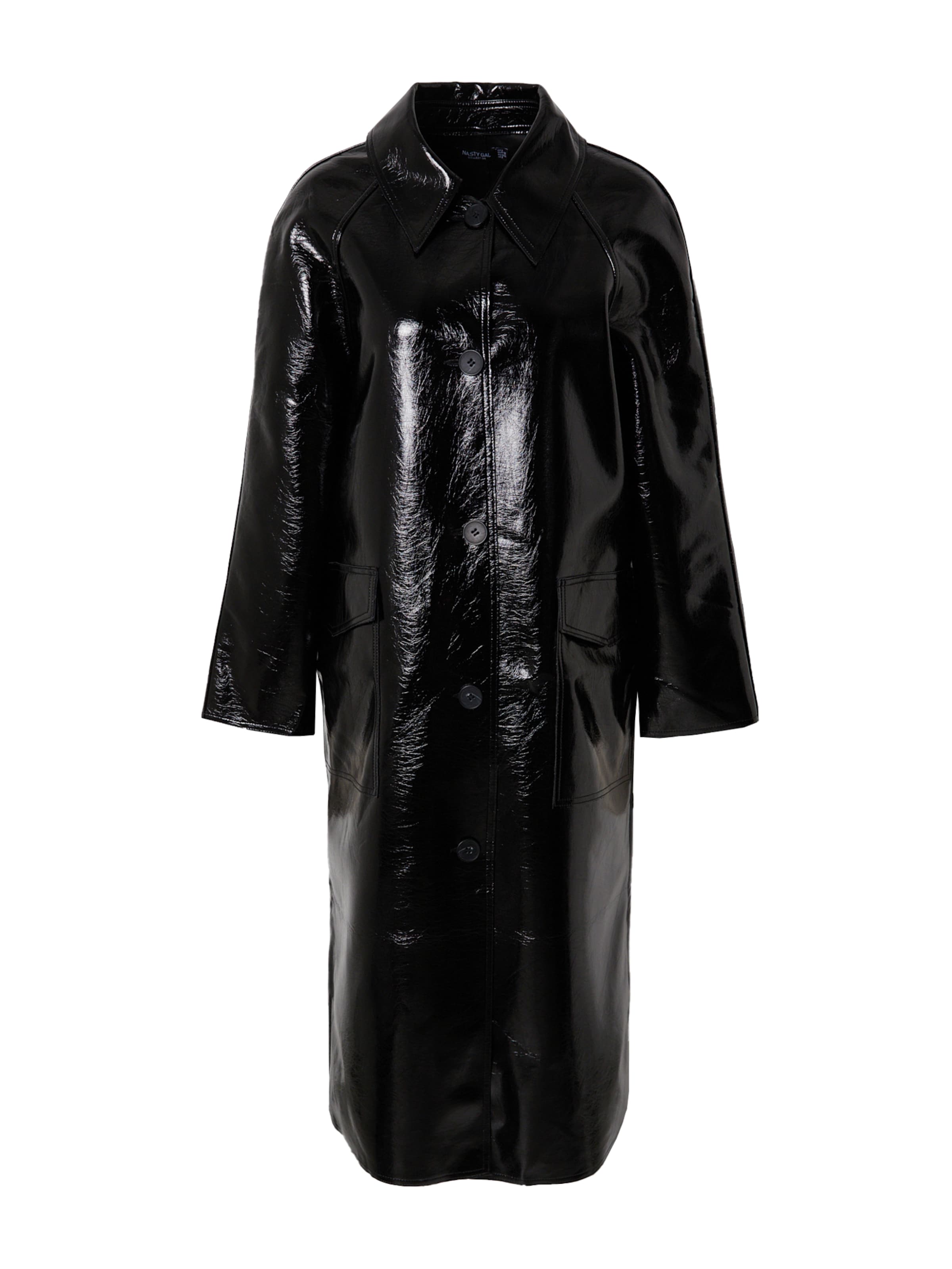 Nasty Gal Kevad-sügismantel, värv must: eest vaates