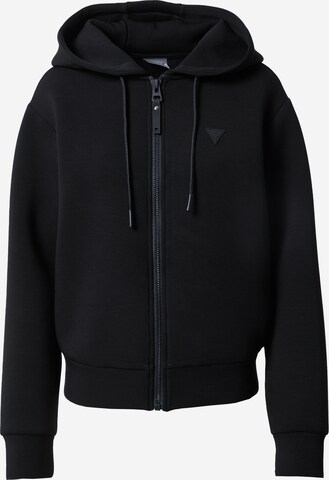 GUESS Athletic Zip-Up Hoodie 'ALLIE' in Black: front