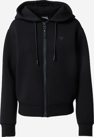 GUESS Athletic Zip-Up Hoodie 'ALLIE' in Black: front