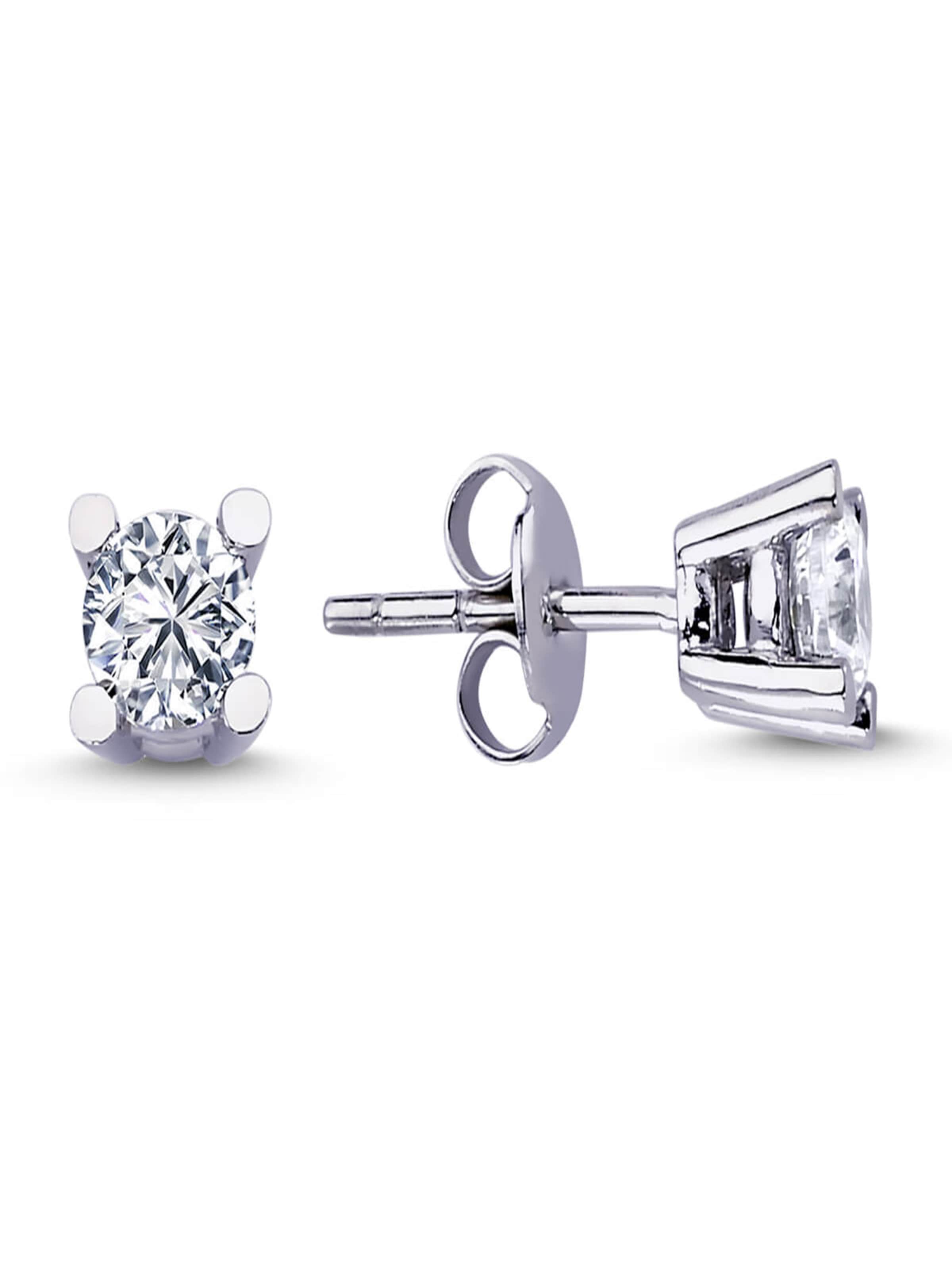 EinStein Diamant Earrings '0,62 Carat Diamant Solitär Ohrringe 14 Karat Weißgold' in Gold: front
