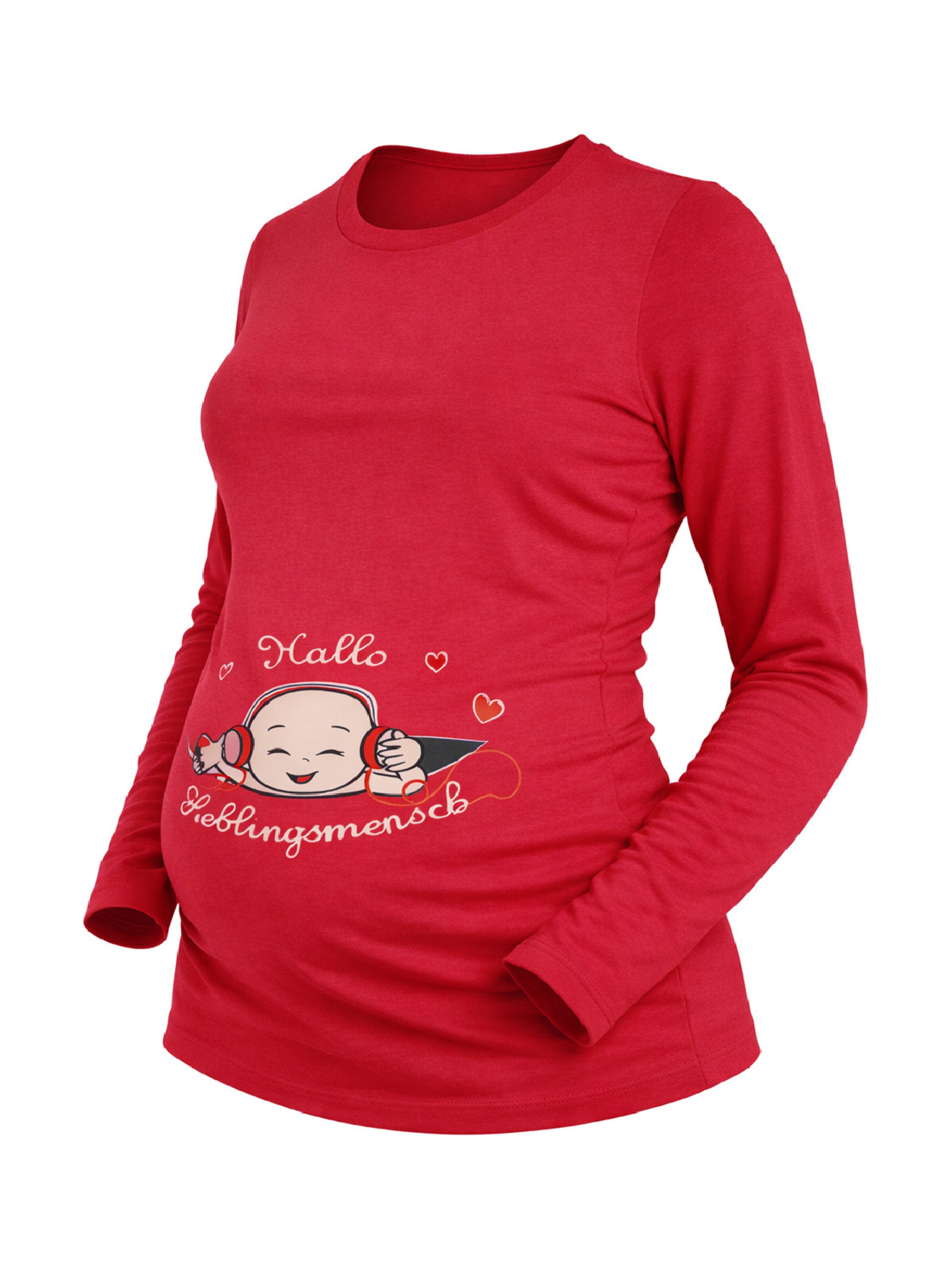 M.M.C. Shirt 'Hallo Lieblingsmensch Umstandslangarmshirt' in Pink: front
