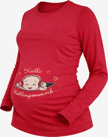 M.M.C. Shirt 'Hallo Lieblingsmensch Umstandslangarmshirt' in Pink: front