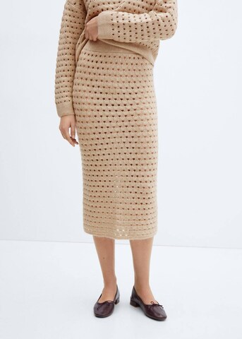 MANGO Rok 'Pescador' in Beige: voorkant