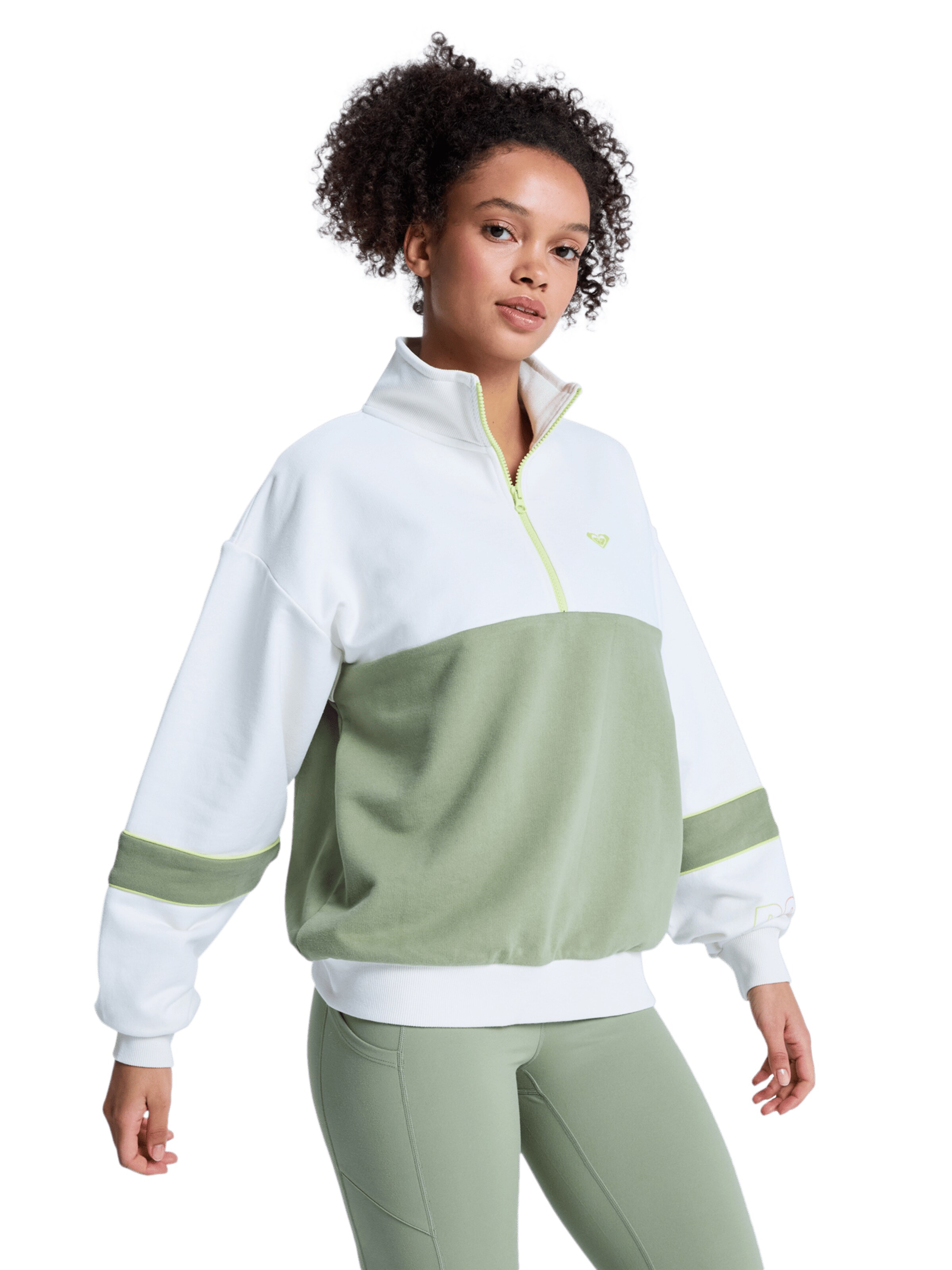 ROXY Athletic Fleece Jacket 'Ess Energy New' in Green