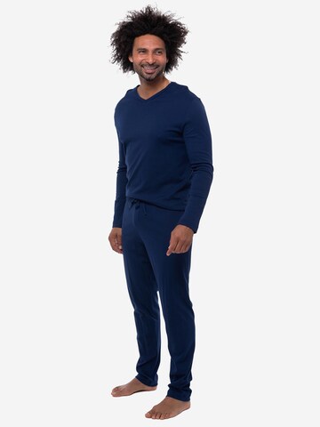Mey Long Pajamas 'Solid Night' in Blue