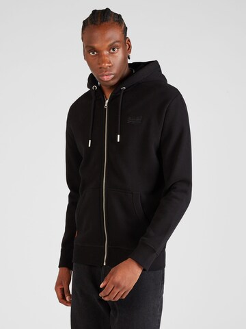 Superdry Sweatjakke 'Essential' i sort: forside