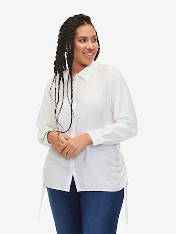 Zizzi - Blusa 'XKAM' em branco: frente