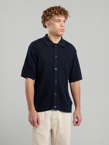 America Today Comfort fit Gebreid vest in Blauw: voorkant