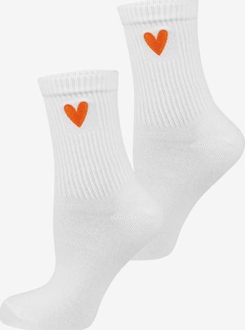 Nur Die Basicsocken ' Good Vibes ' in Weiß: Vorderseite