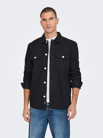Only & Sons Regular fit Overhemd in Zwart: voorkant