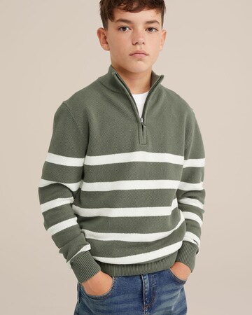 WE Fashion Свитер в Зеленый: спереди
