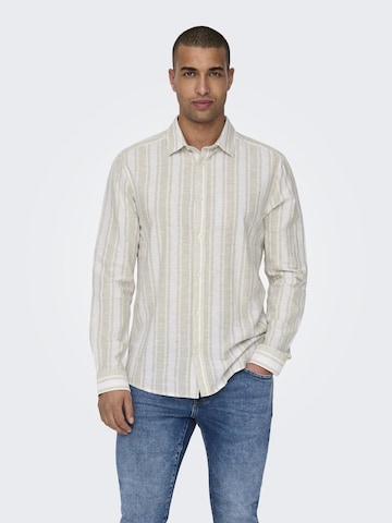 Only & Sons Regular fit Button Up Shirt 'CAIDEN' in Beige: front