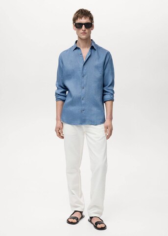 MANGO MAN Regular Fit Hemd 'Parrot' in Blau