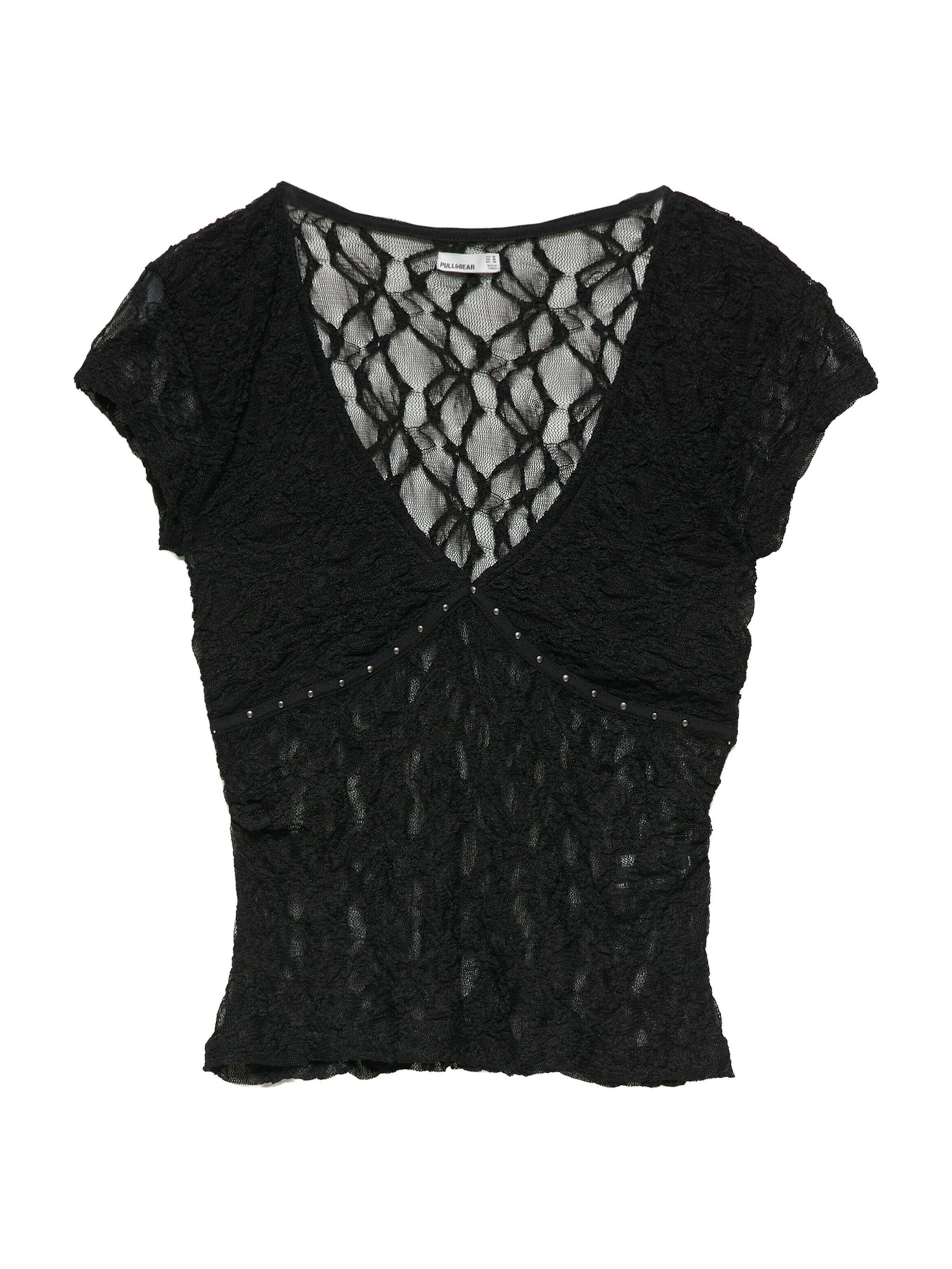 Tricou de la Pull&Bear pe negru: față
