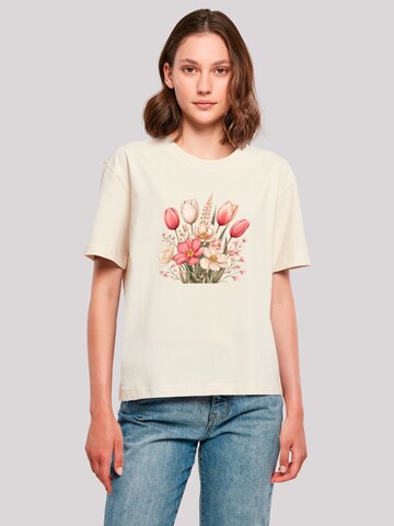 T-shirt 'Rosa weißer Frühlingsblumenstrauß' F4NT4STIC en beige : devant