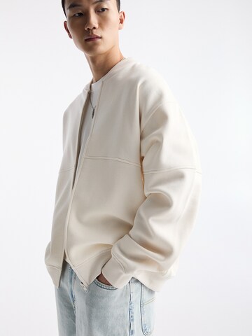 Pull&Bear Zip-Up Hoodie in White