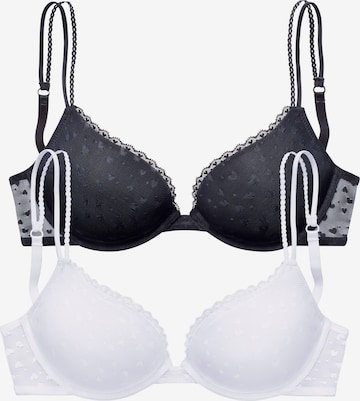 PETITE FLEUR Push-up Bra in Black: front