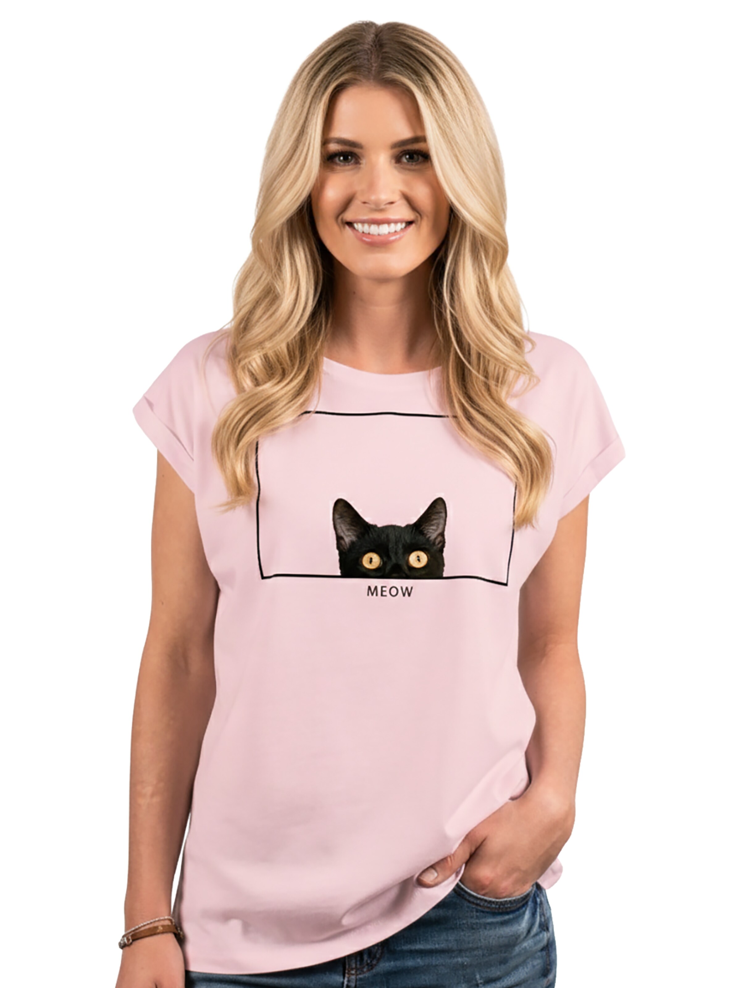 MAKAYA Shirt 'Cat Frame' in Pink