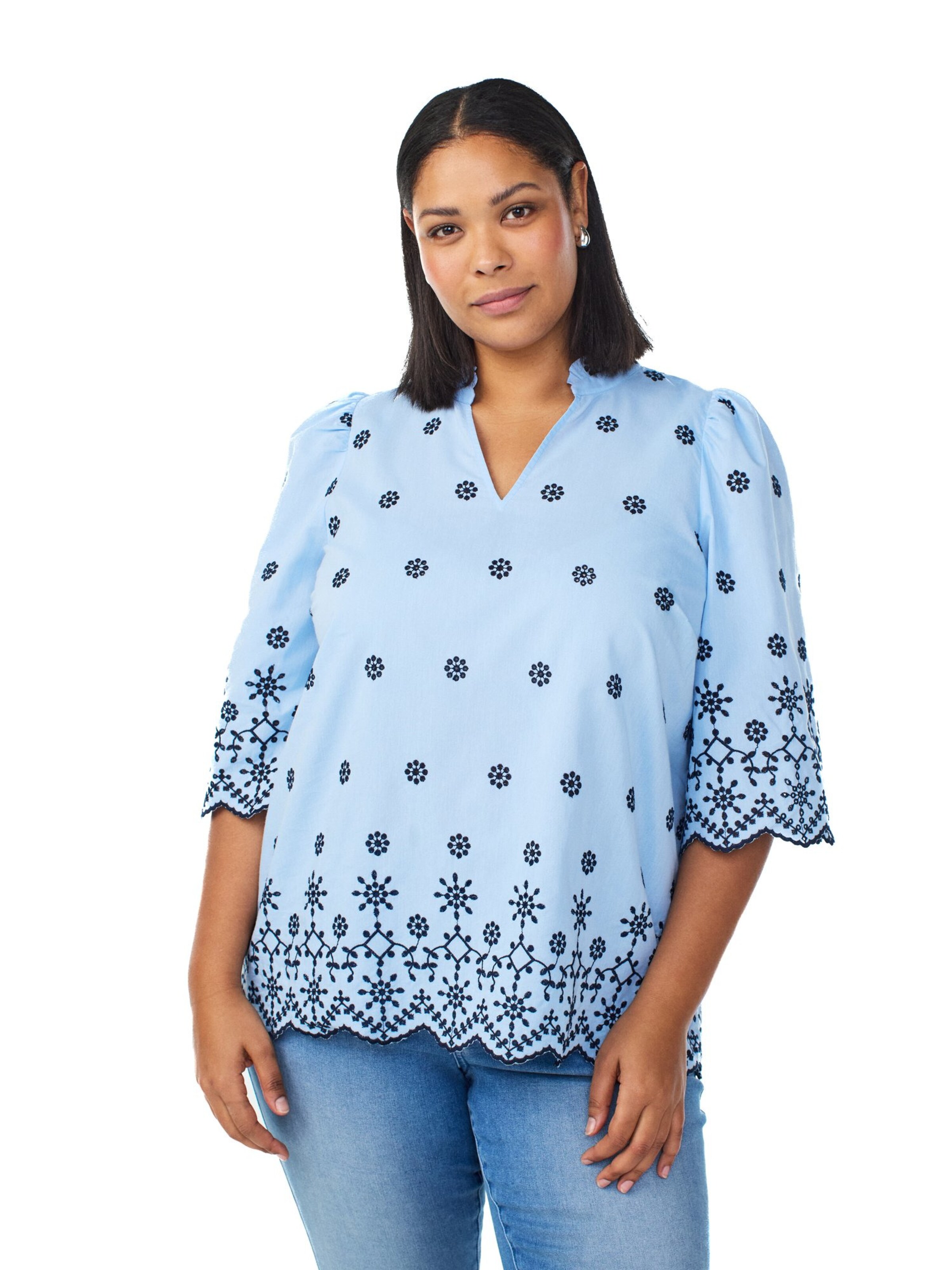 Zizzi Bluse 'Eviola' in Blau: Vorderseite