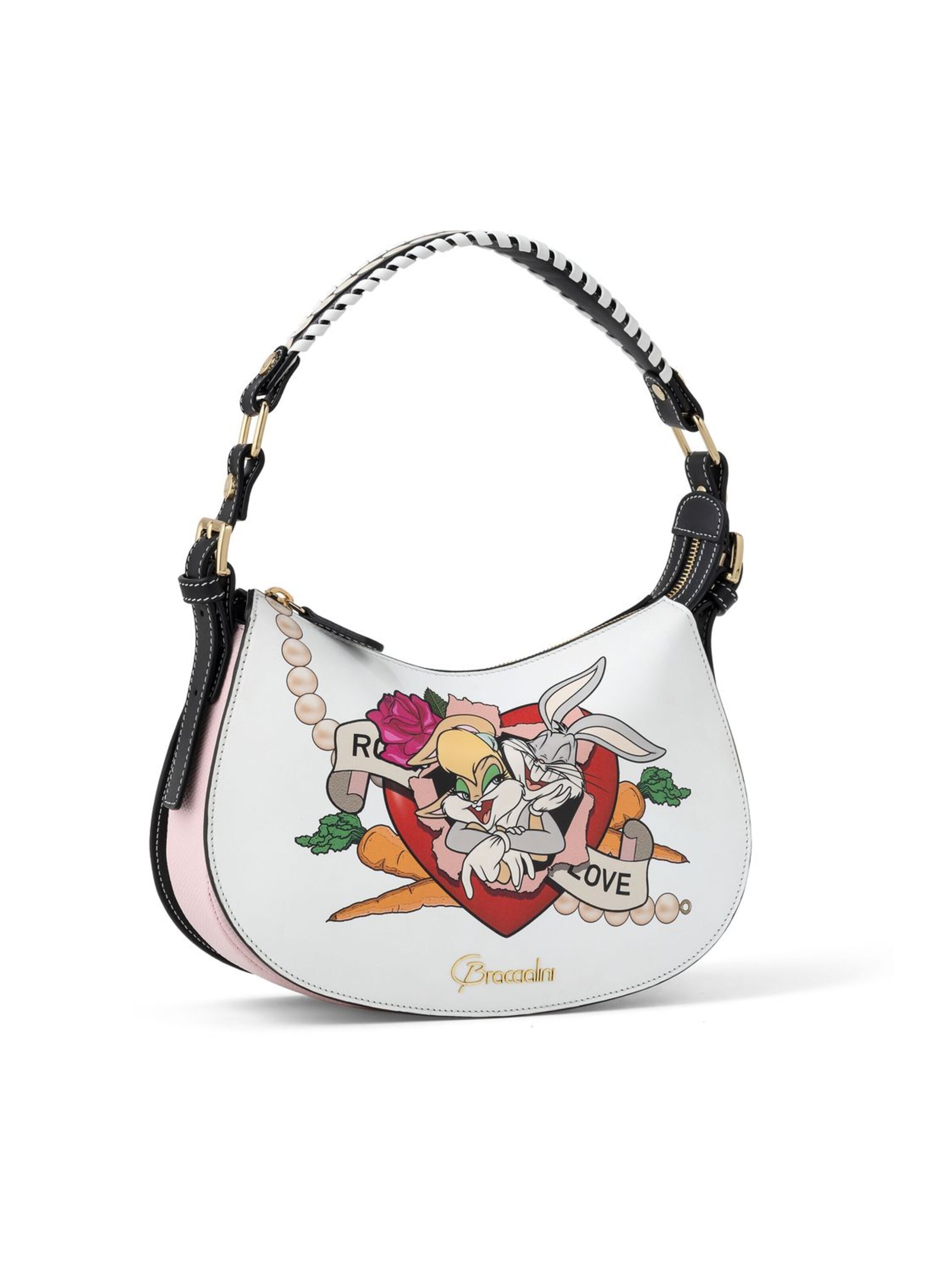 Braccialini - Bolso de hombro 'Ginevra Looney Tunes' en blanco