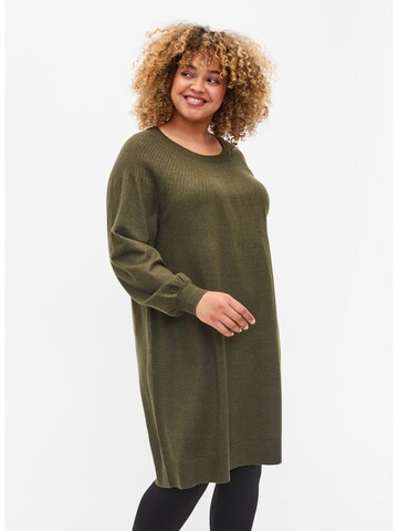 Zizzi - Vestido de malha 'Mella' em verde: frente