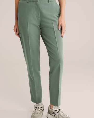 WE Fashion Slimfit Suorat housut värissä vihreä: etupuoli
