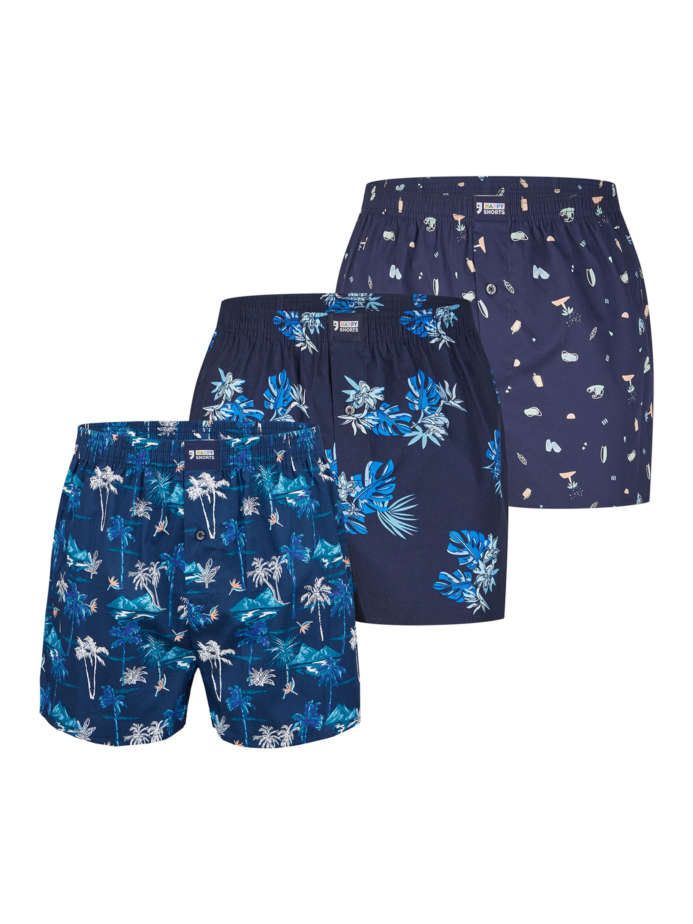 Boxers ' Motiv Mix ' Happy Shorts en bleu : devant