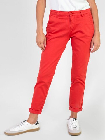 Le Temps Des Cerises Slimfit Chino in Rood: voorkant