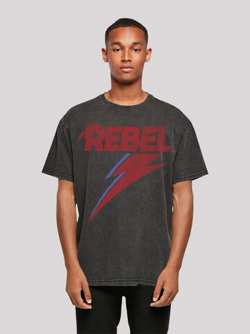 F4NT4STIC Shirt 'David Bowie Distressed Rebel' in Zwart: voorkant