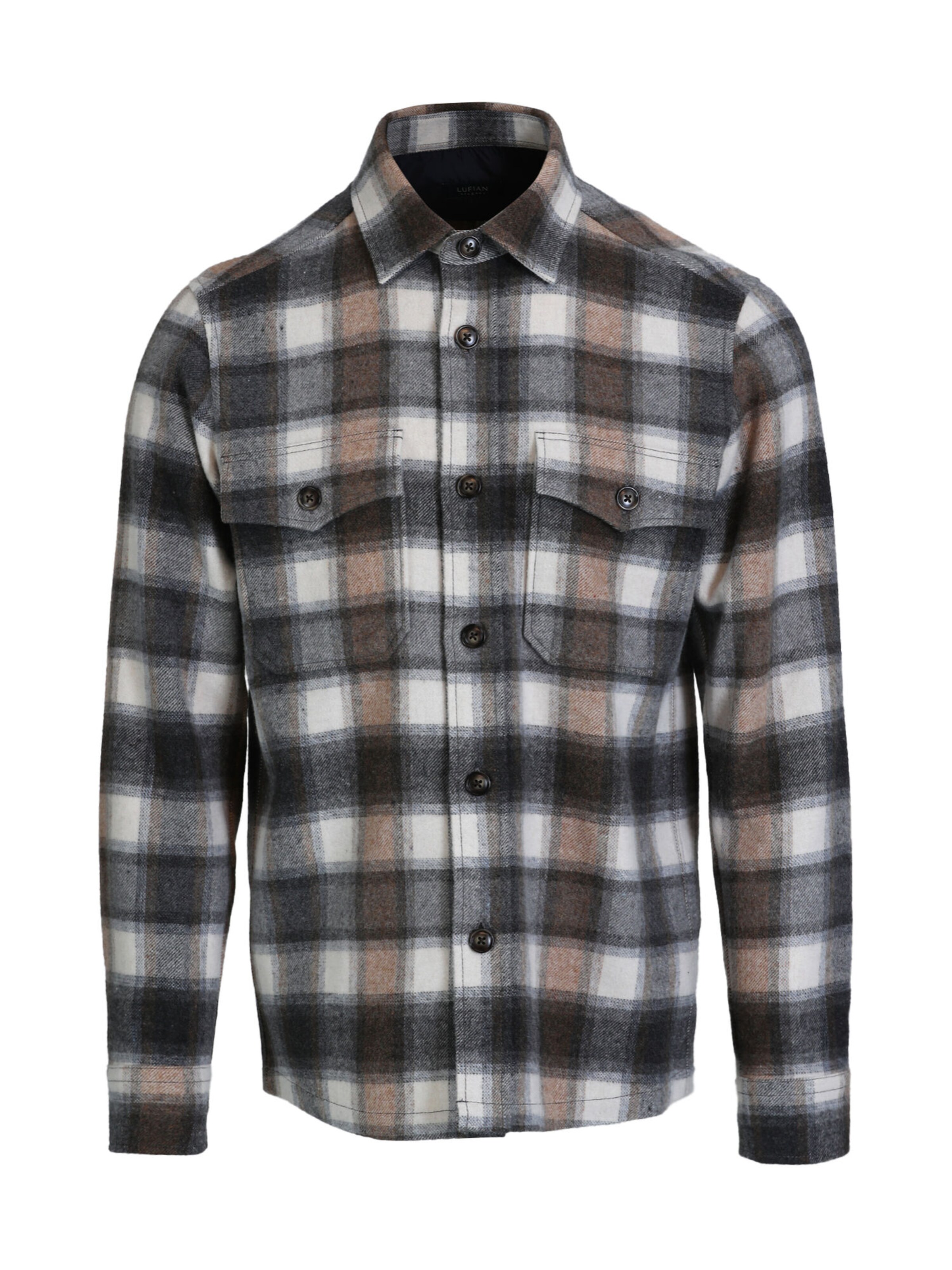 Lufian Regular fit Button Up Shirt in Beige: front