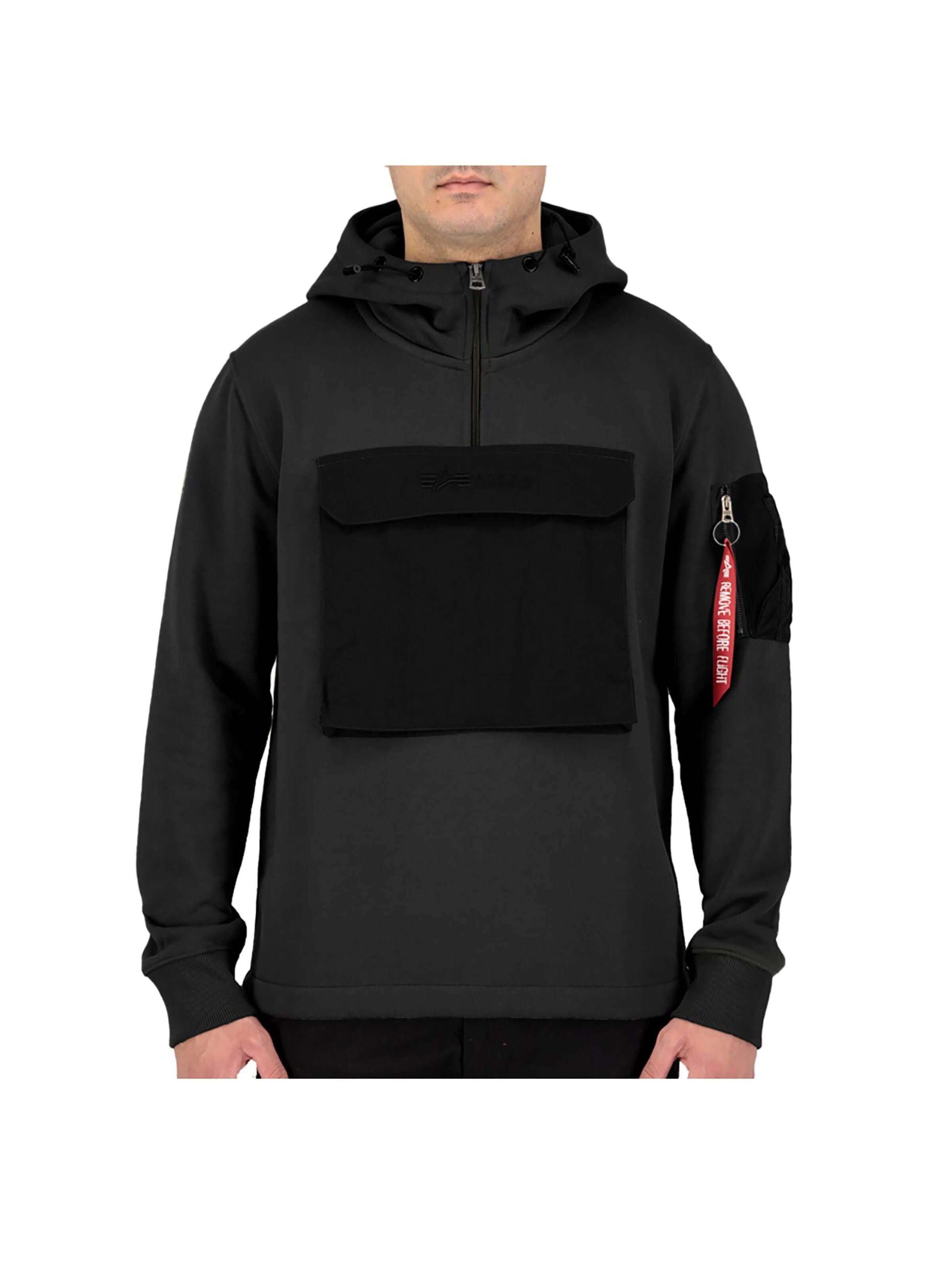 ALPHA INDUSTRIES Sweatjacke 'Anorak' in Schwarz: Vorderseite