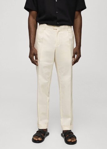 MANGO MAN Slim fit Pleated Pants 'Olimpo' in Beige: front