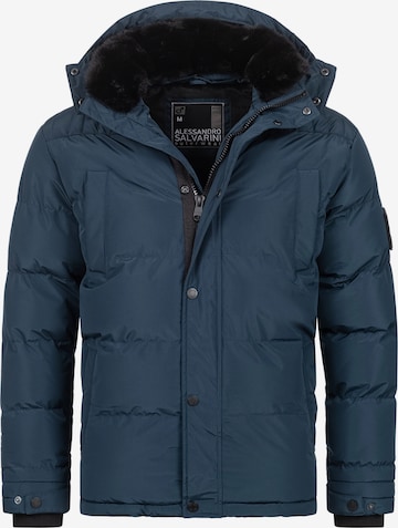 Alessandro Salvarini Winter Jacket in Blue: front