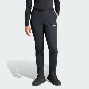 ADIDAS TERREX Slim fit Outdoor Pants 'X-Country' in Black: front