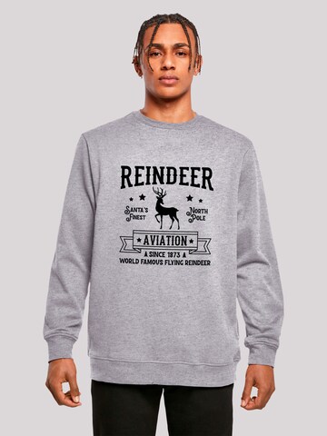 Sweat-shirt 'Reindeer Aviation Retro' F4NT4STIC en gris : devant