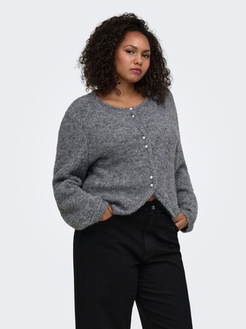ONLY Carmakoma Gebreid vest 'ZAGGIE' in Grijs: voorkant