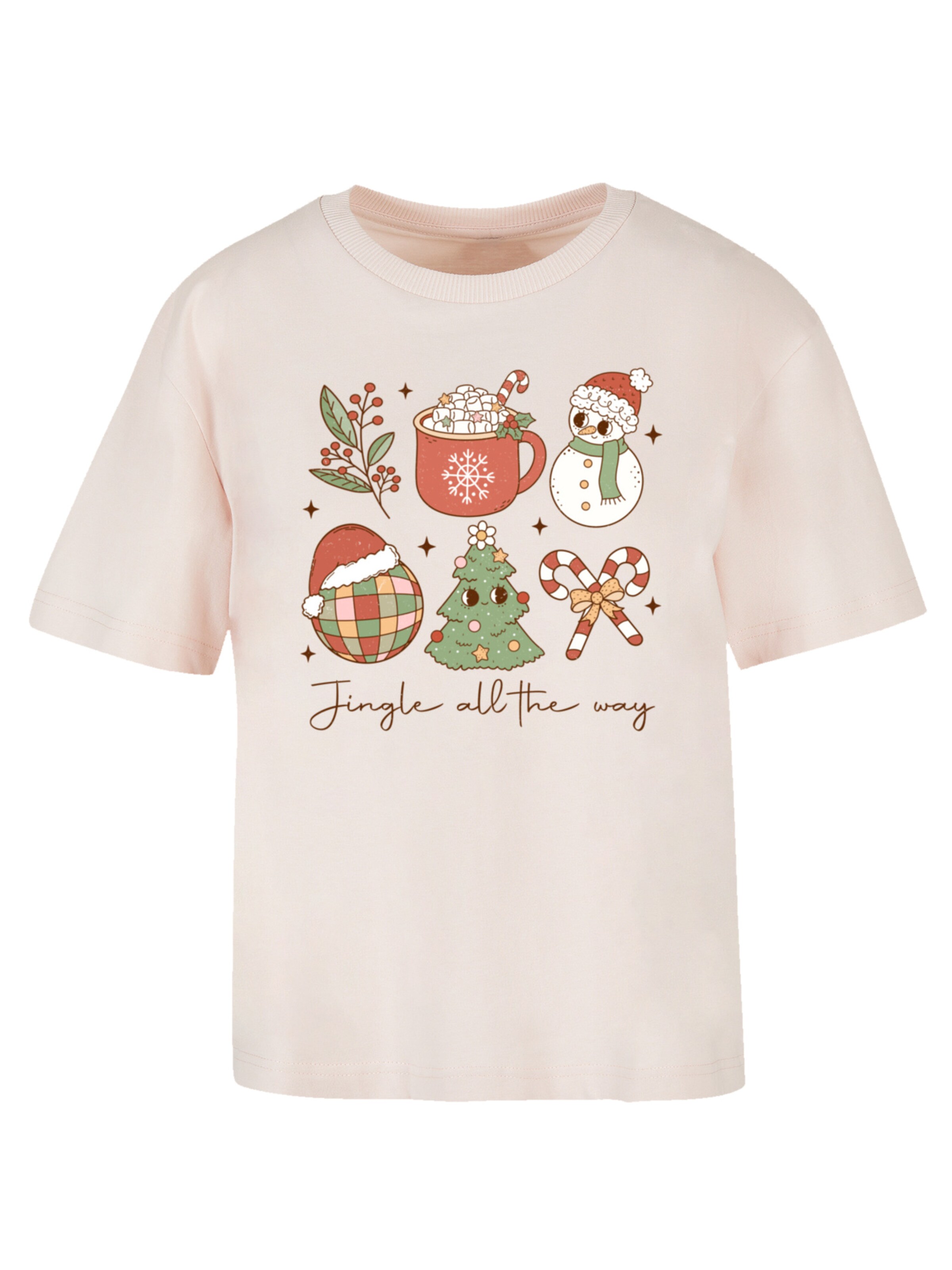 F4NT4STIC Shirt 'Jingle All The Way Christmas Groove' in Beige: Vorderseite