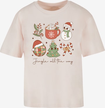 T-shirt 'Jingle All The Way Christmas Groove' F4NT4STIC en beige : devant