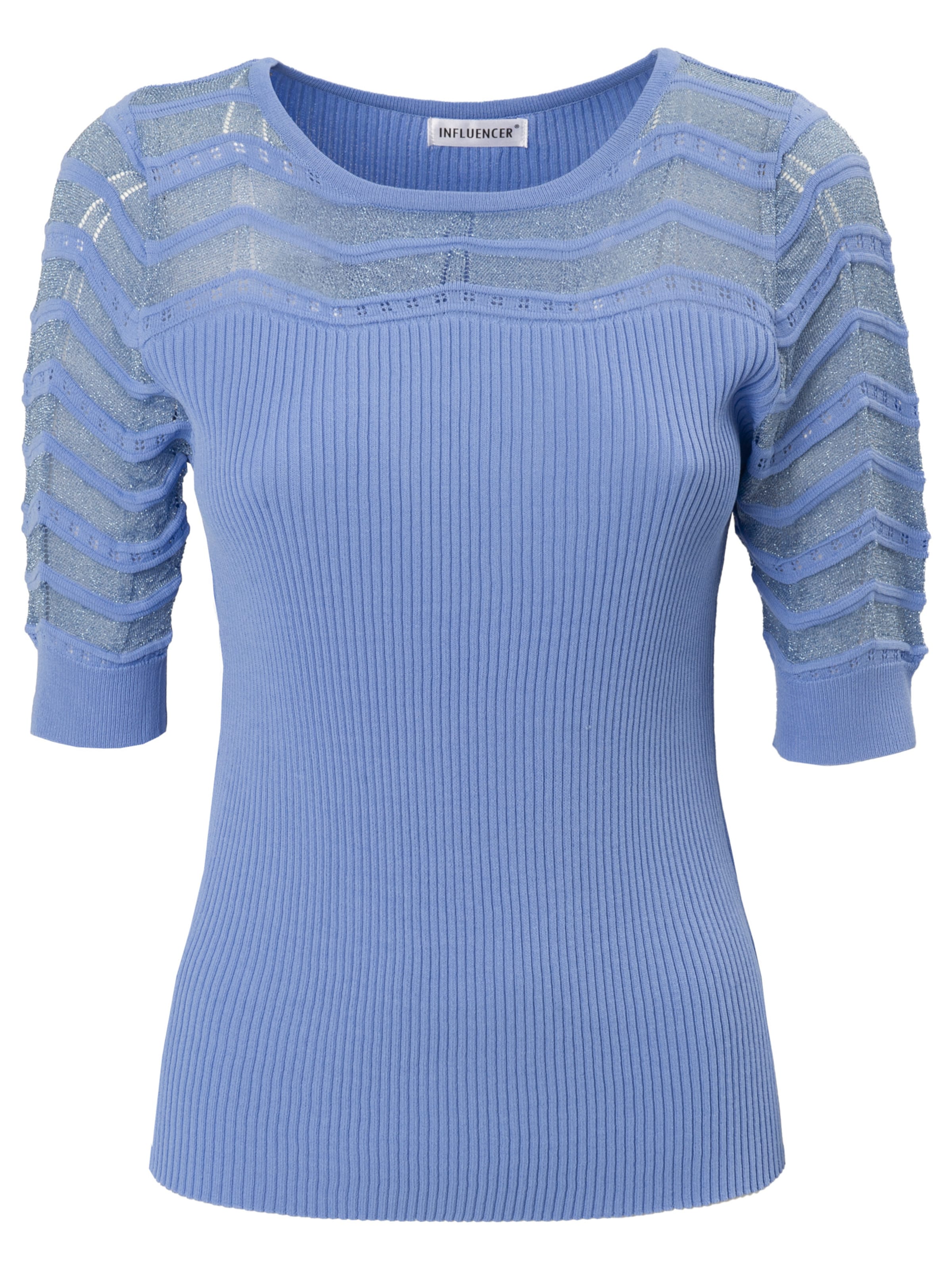 Pulover de la Influencer pe albastru: față