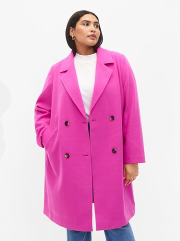 Zizzi Between-Seasons Coat 'MSASHA' in Pink: front