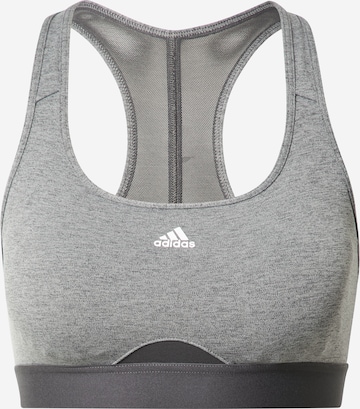 ADIDAS PERFORMANCE - Soutien Bustier Soutien de desporto 'Powerreact Medium-Support' em cinzento: frente