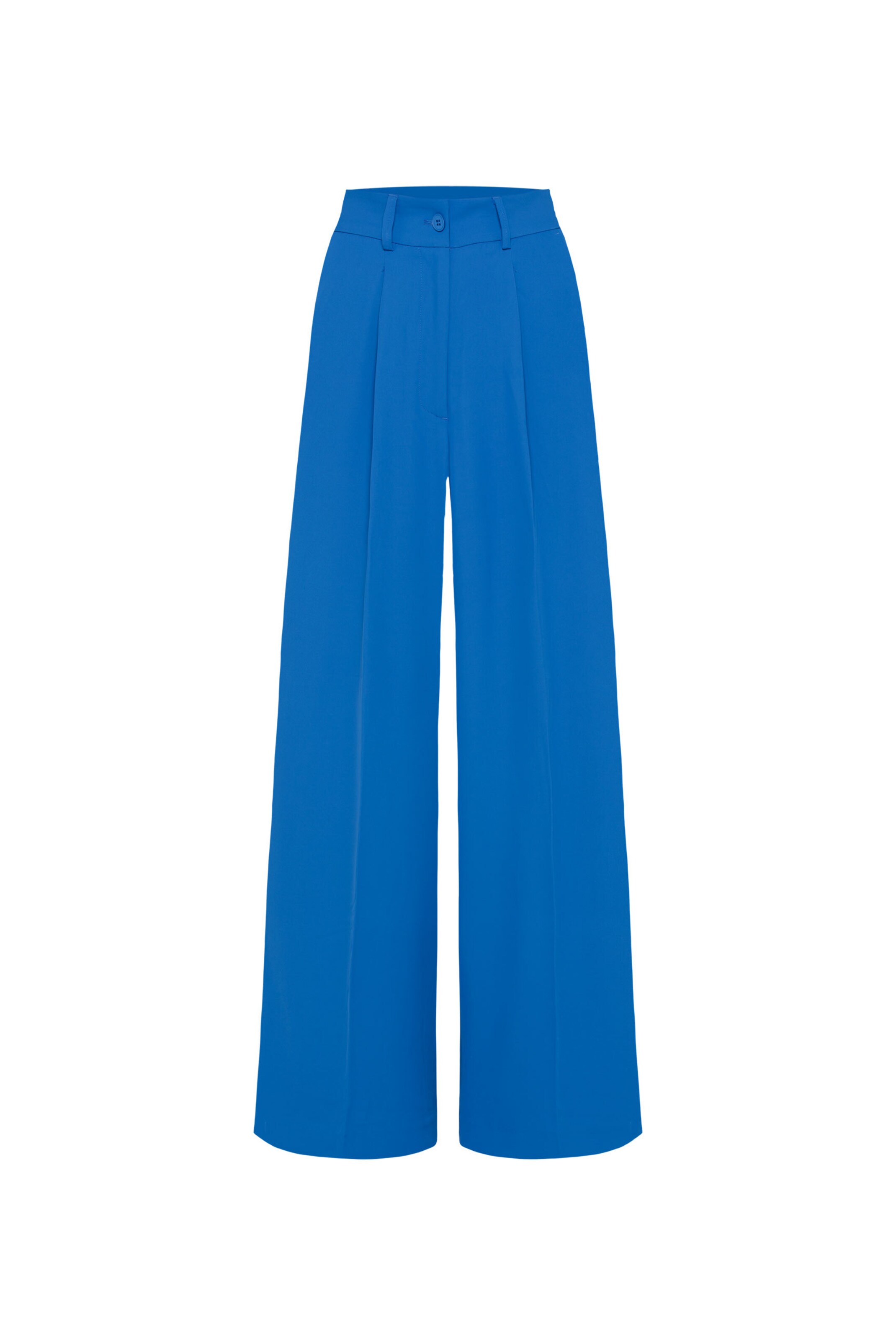 SENSES.THE LABEL Wide Leg Wide Leg Anzughose PE:RI mit Bundfalten in Blau: Vorderseite