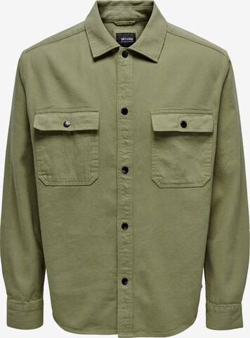 Only & Sons Comfort fit Overhemd 'Team' in Groen: voorkant