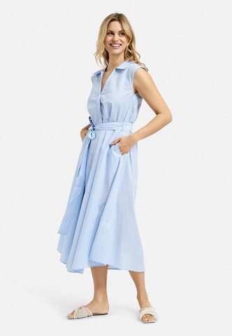 Milano Italy Ärmelloses Midikleid mit Streifenmuster und Bindegürtel in Blau