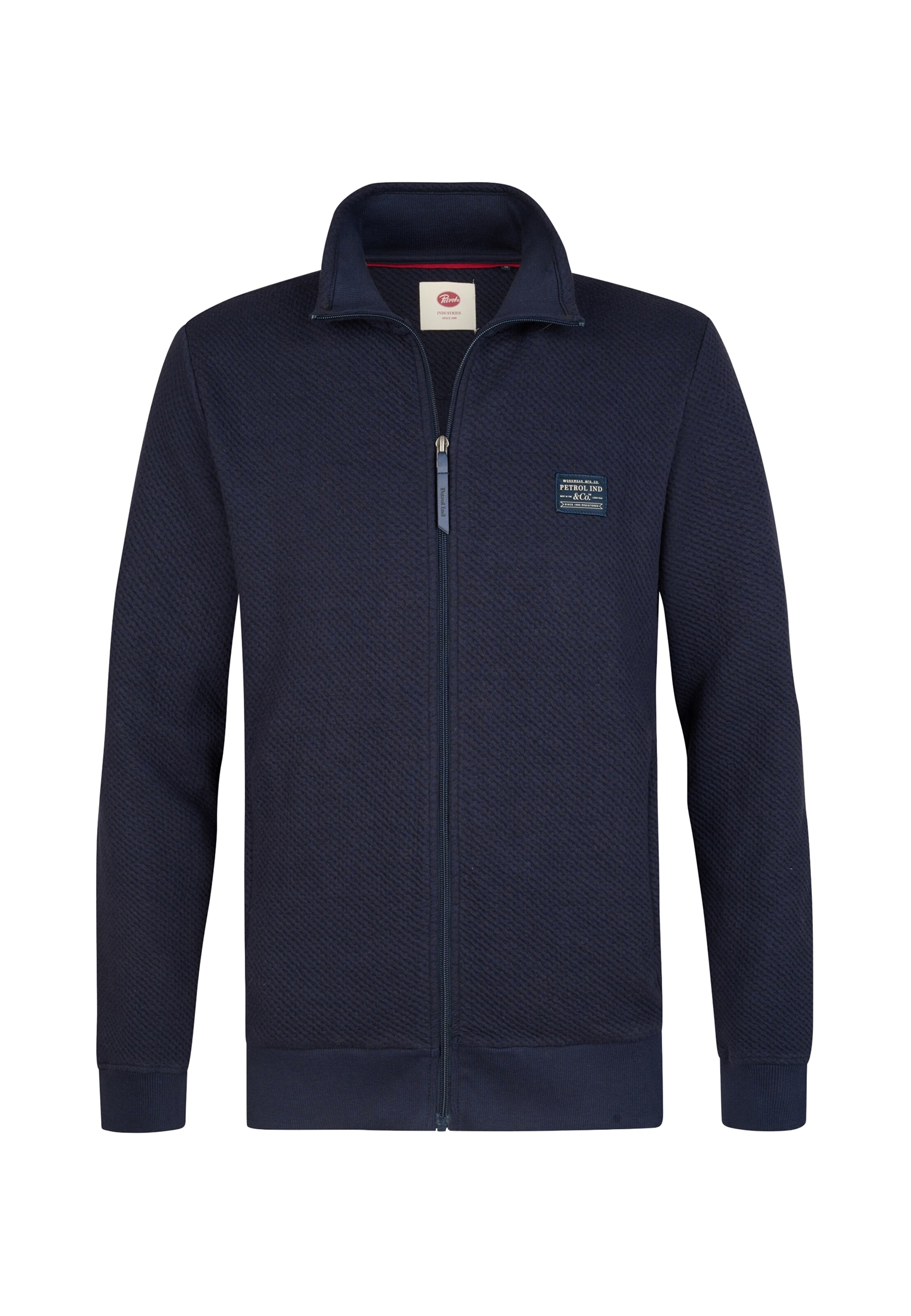 Petrol Industries - Sudadera con cremallera en azul: frente