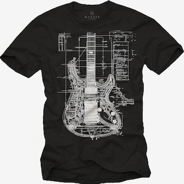 MAKAYA Shirt 'Guitar BluePrint' in Black: front