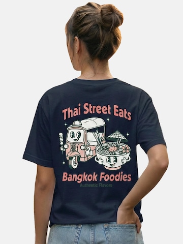 RoamLikeSummer Shirt 'Thai Streets Eats' in Blue